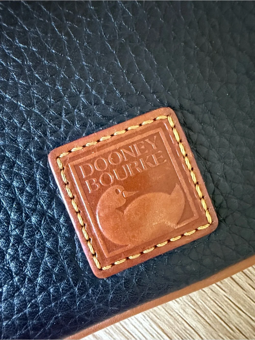 Dooney & Bourke Black and Tan Leather Zip Coin Purse